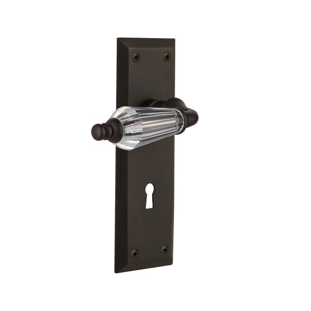 Nostalgic Warehouse 712012  New York Plate with Keyhole Passage Parlor Lever in Oil-Rubbed Bronze